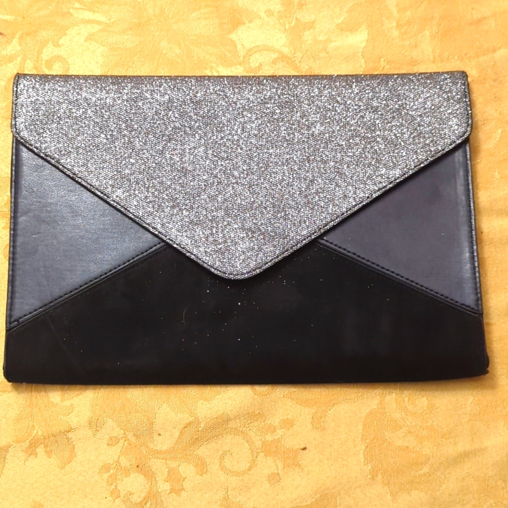 Black & Silver Glitter Clutch